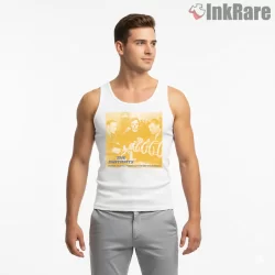The Smithfits Skull Mask Parody Vintage Photo Shirt on white tank top for men graphic tee