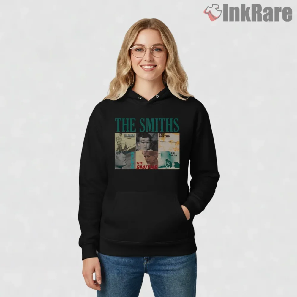 The Smiths Album Cover Collage Indie Vintage Shirt on black hoodie for women graphic tee