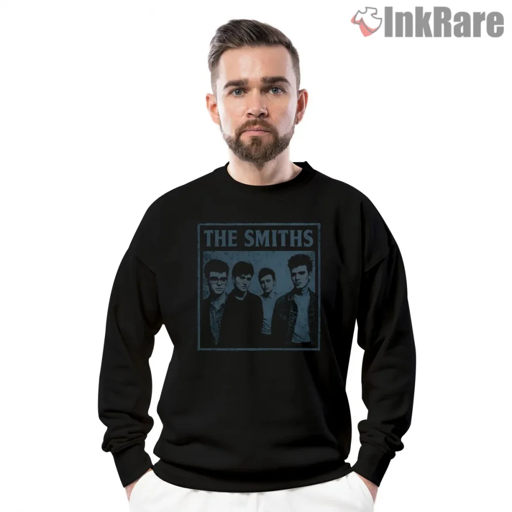 The Smiths Blue Stencil Band Portrait Indie Vintage Shirt on graphic shirt for men graphic tee
