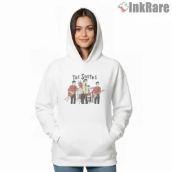 The Smiths Cartoon Band Performance Tribute Indie Shirt on white hoodie for women graphic tee