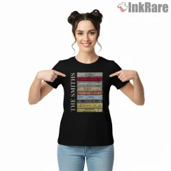The Smiths Cassette Stack Vintage Album Indie Shirt on black short sleeve shirt for women graphic tee