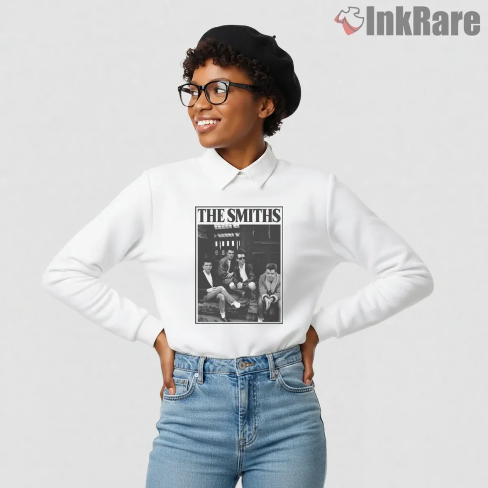 The Smiths Classic Black And White Band Photo Indie Shirt on graphic shirt for women graphic tee