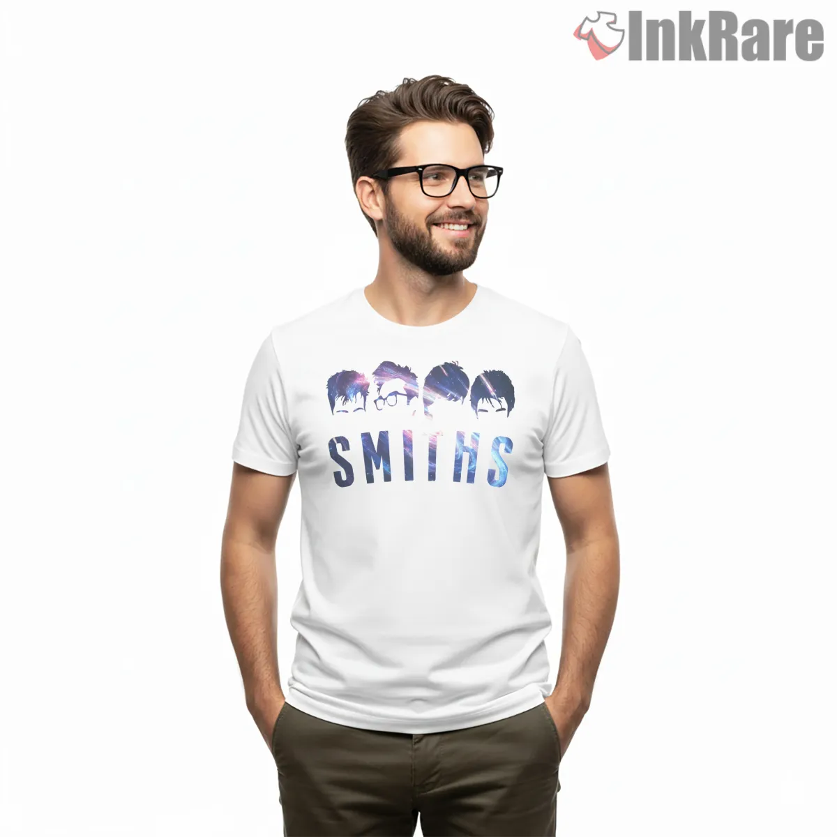 The Smiths Cosmic Silhouette Typography Indie Art Short Sleeve White The Smiths Cosmic Silhouette Typography Indie Art Shirt on white short sleeve shirt for men graphic tee