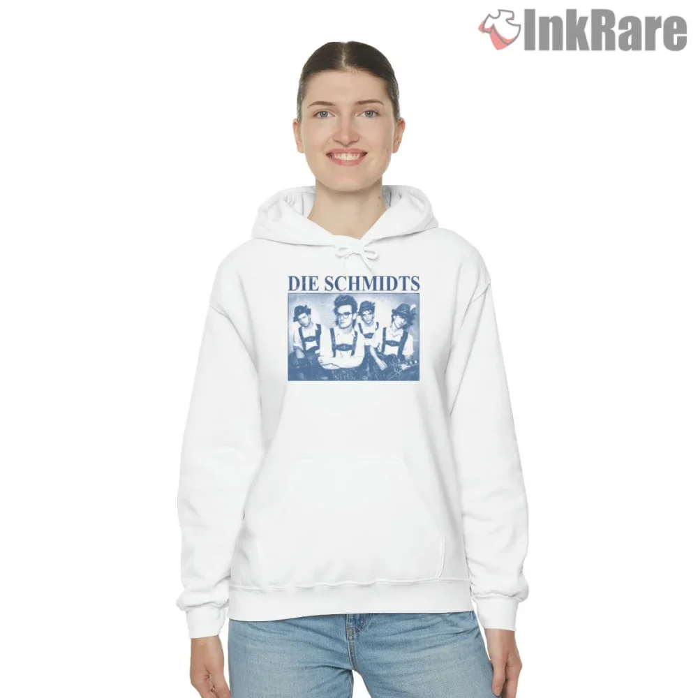 The Smiths Die Schmidts German Parody Vintage Band Shirt on white hoodie for women graphic tee