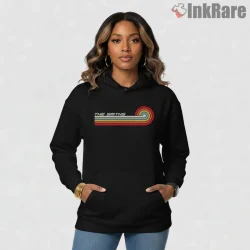 The Smiths Horizontal Rainbow Stripe Retro Indie Shirt on black hoodie for women graphic tee
