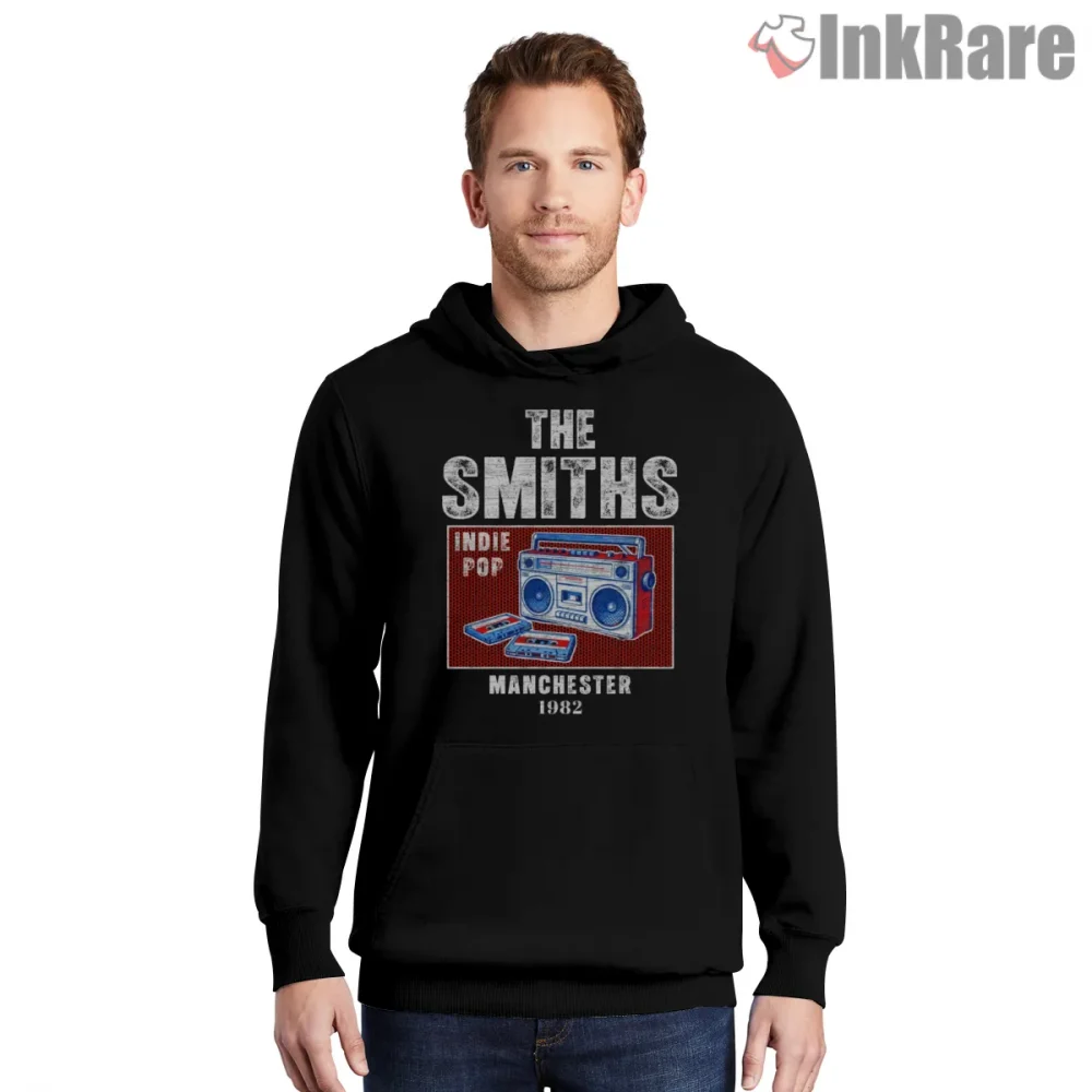 The Smiths Indie Pop Boombox Retro Music Culture Shirt on black hoodie for men graphic tee