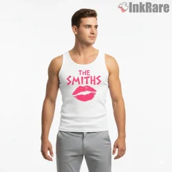 The Smiths Lip Print Graphic Indie Pop Statement Shirt on white tank top for men graphic tee