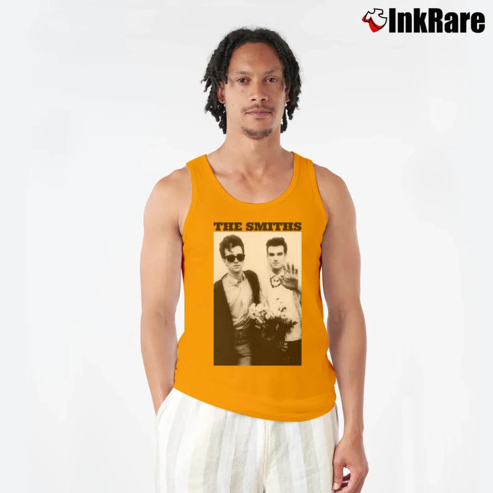 Men’s the smiths photo vintage band image Tank Top in orange | Breathable, Active-Friendly Design