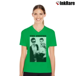 Women’s the smiths photo vintage band image V-Neck Tee in irish green | Chic Neckline, Soft Texture