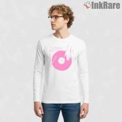 The Smiths Pink Vinyl Turntable Indie Lyric Shirt on white long sleeve shirt for men graphic tee