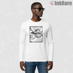 The Smiths Retro Comic Bus Scene Indie Graphic Shirt on white long sleeve shirt for men graphic tee