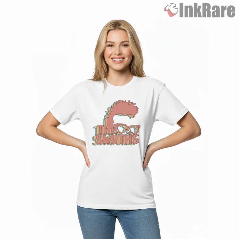The Smiths Retro Funk Hair Graphic Vintage Indie Shirt on white short sleeve shirt for women graphic tee