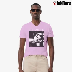 Men’s the smiths singles vintage compilation V-Neck Tee in light pink | Sharp, Breathable, Everyday Staple