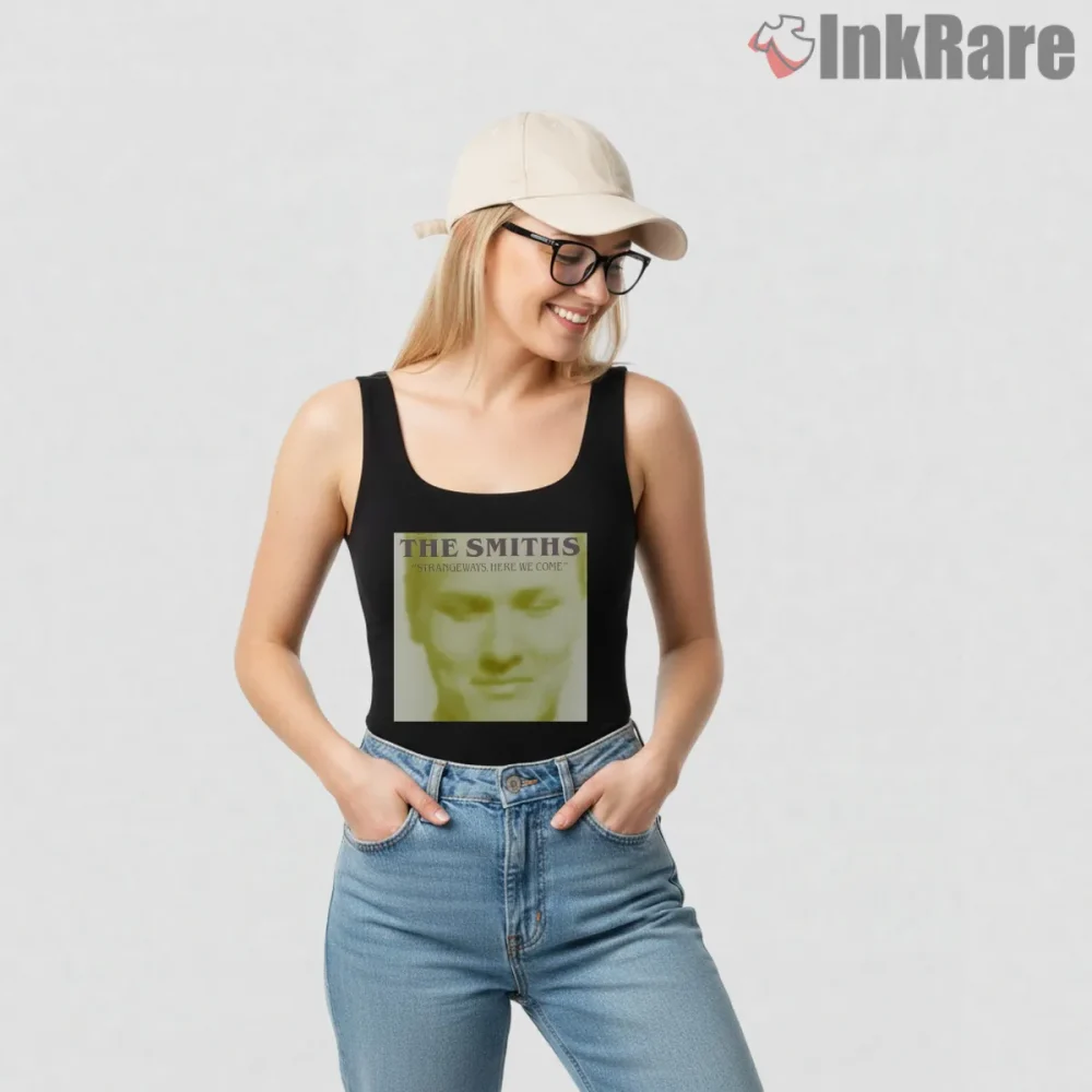 The Smiths Strangeways Here We Come Album Portrait Shirt on black tank top for women graphic tee