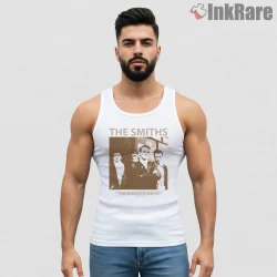 The Smiths The Queen Is Dead Vintage Album Style Shirt on white tank top for men graphic tee