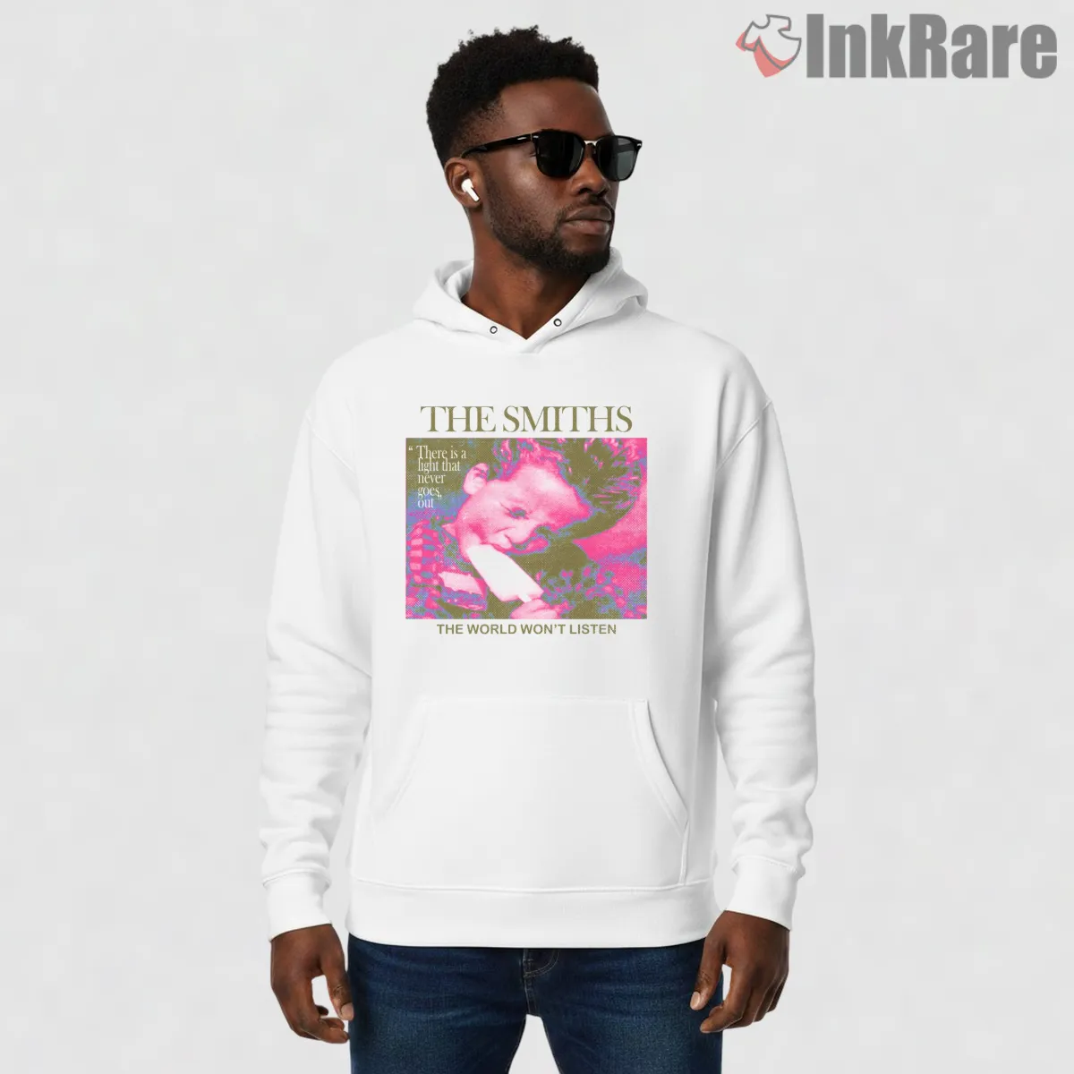 The Smiths The World Wont Listen Color Pop Indie Shirt on white hoodie for men graphic tee