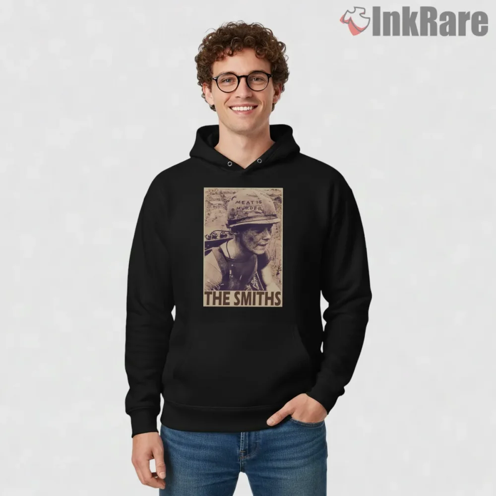 The Smiths Vintage Soldier Portrait Indie Album Style Shirt on black hoodie for men graphic tee