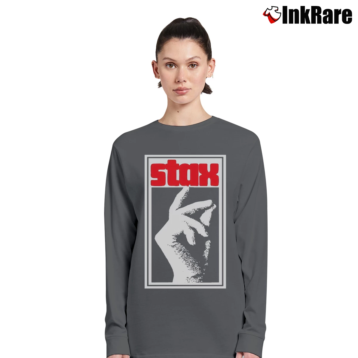 Women’s The Soul Of Stax Records Ted Long-Sleeve Top in charcoal | Sleek, Versatile, All-Season
