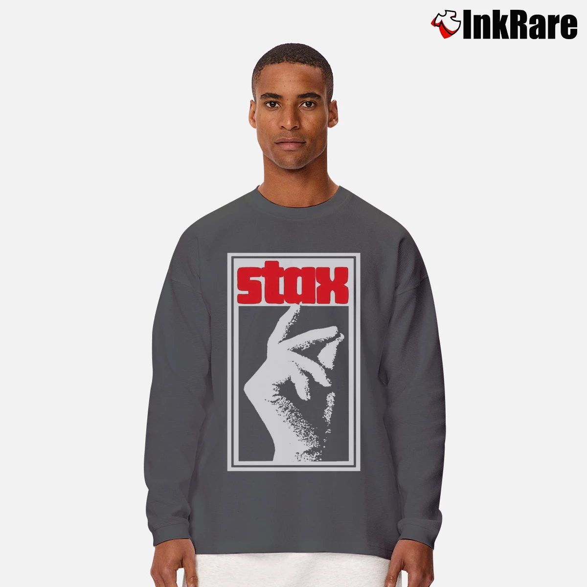 Men’s The Soul Of Stax Records Ted Long-Sleeve Shirt in charcoal | Sleek, Lightweight, Year-Round Wear