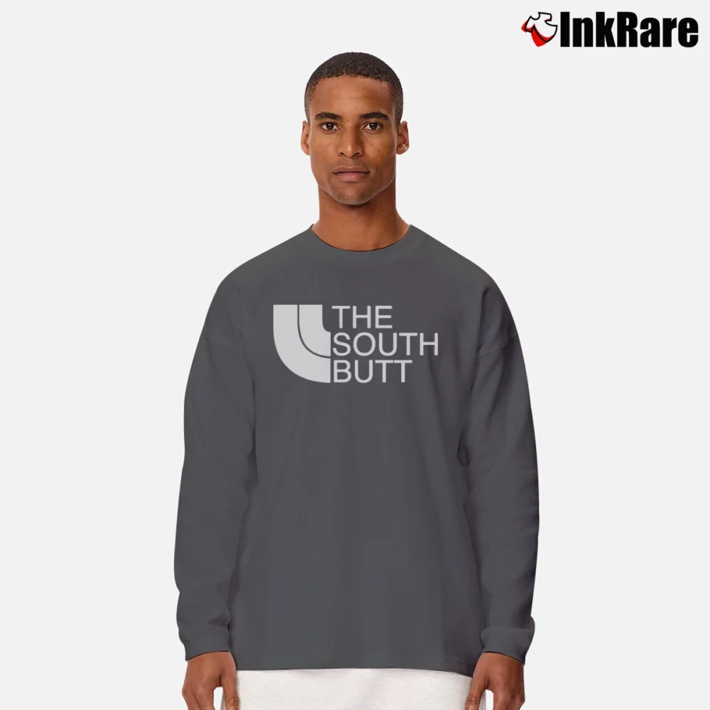 Men’s The South Butt Ring Spun Parody Long-Sleeve Shirt in charcoal | Sleek, Lightweight, Year-Round Wear
