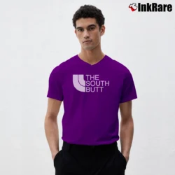 Men’s The South Butt Ring Spun Parody V-Neck Tee in purple | Sharp, Breathable, Everyday Staple