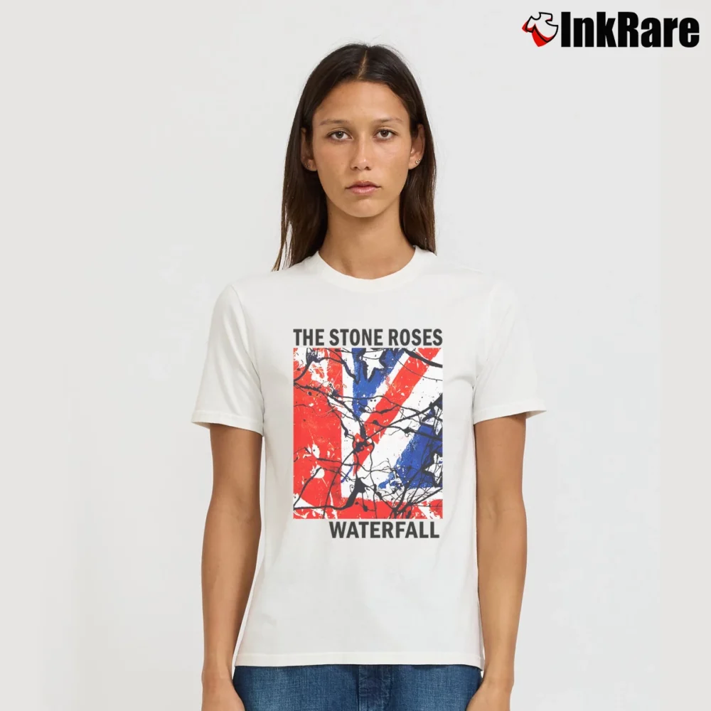 Women’s The Stone Roses Waterfall Album Art Indie Rock Signature T-Shirt in white | Soft, Flattering Fit