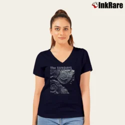 Women’s the sundays reading writing and arithmetic indie pop V-Neck Tee in navy | Chic Neckline, Soft Texture