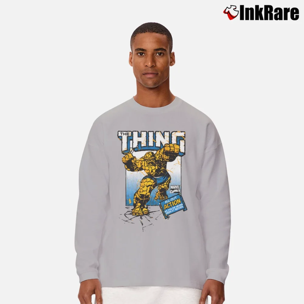 Men’s The Thing Marvel Comics Action Superhero Long-Sleeve Shirt in sport grey | Sleek, Lightweight, Year-Round Wear