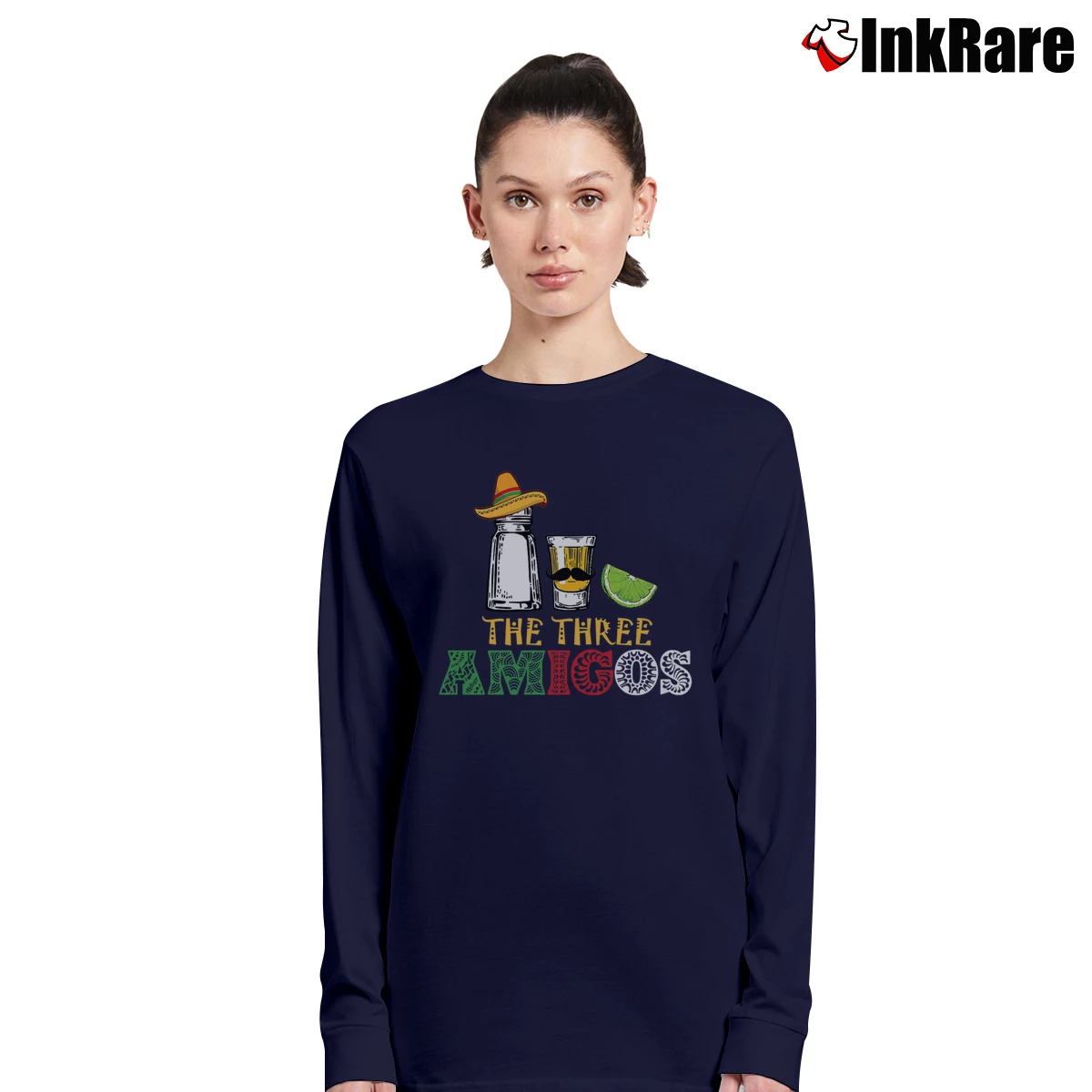 Women’s The Three Amigos Salt Tequila Lime Long-Sleeve Top in navy | Sleek, Versatile, All-Season