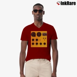 Men’s the tragically hip phantom power canadian rock V-Neck Tee in maroon | Sharp, Breathable, Everyday Staple