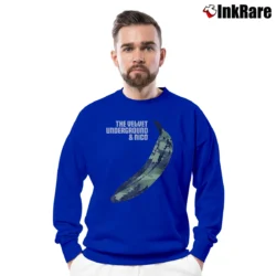 Men’s The Velvet Underground And Nico Banana Camo Crewneck Sweatshirt in royal blue | Cozy Fabric, Clean Style
