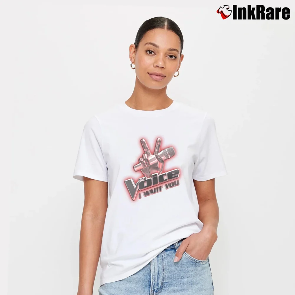 Women’s The Voice I Want You TV Show Signature T-Shirt in white | Soft, Flattering Fit