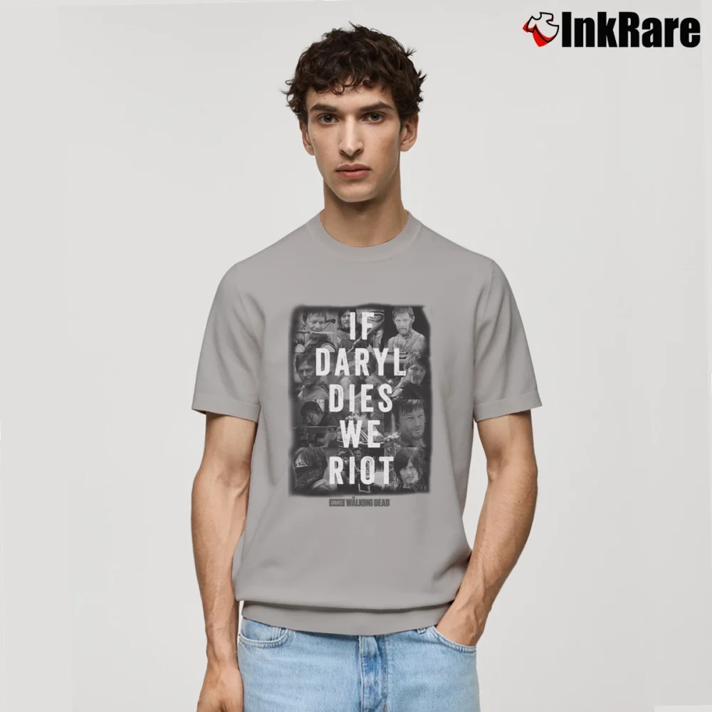 Men’s The Walking Dead If Daryl Dies We Riot Classic T-Shirt in sport grey | Soft, Breathable Everyday Wear