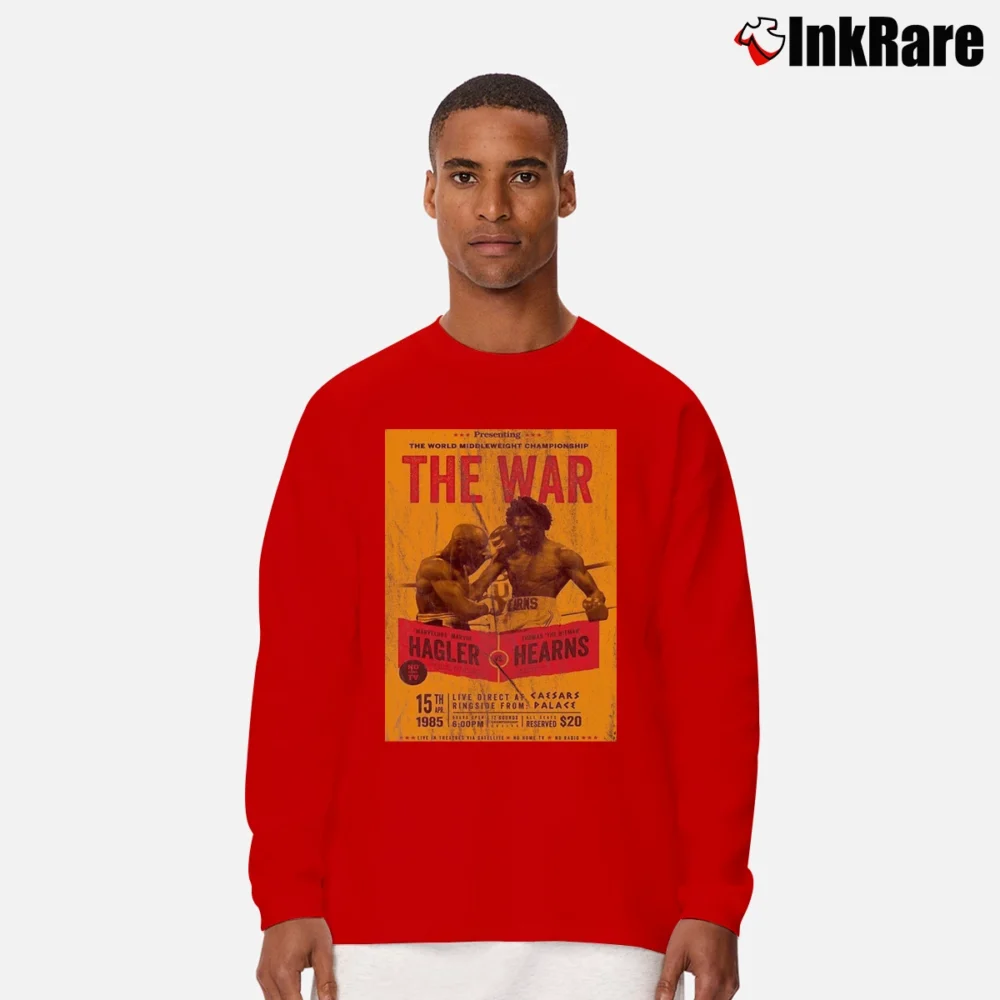 Men’s The War Hagler Hearns Long-Sleeve Shirt in red | Sleek, Lightweight, Year-Round Wear