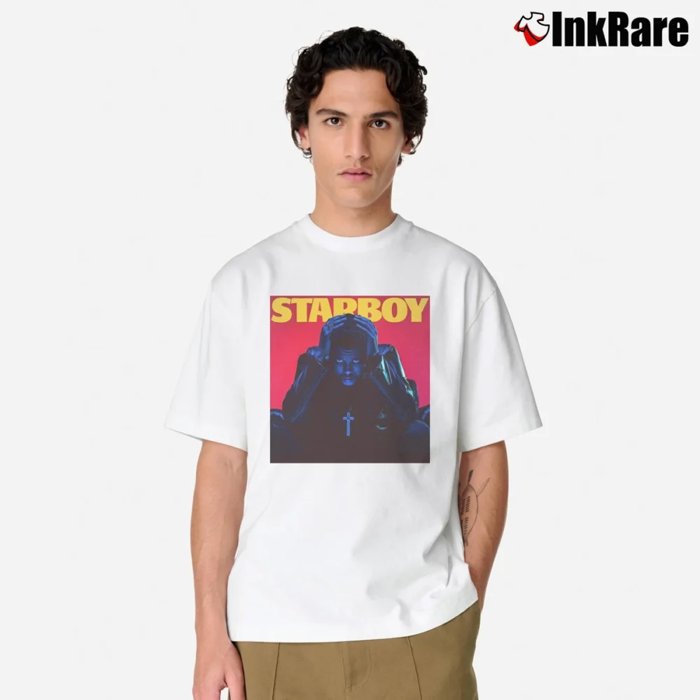 Men’s The Weeknd Starboy Black Concert Promo Classic T-Shirt in white | Soft, Breathable Everyday Wear