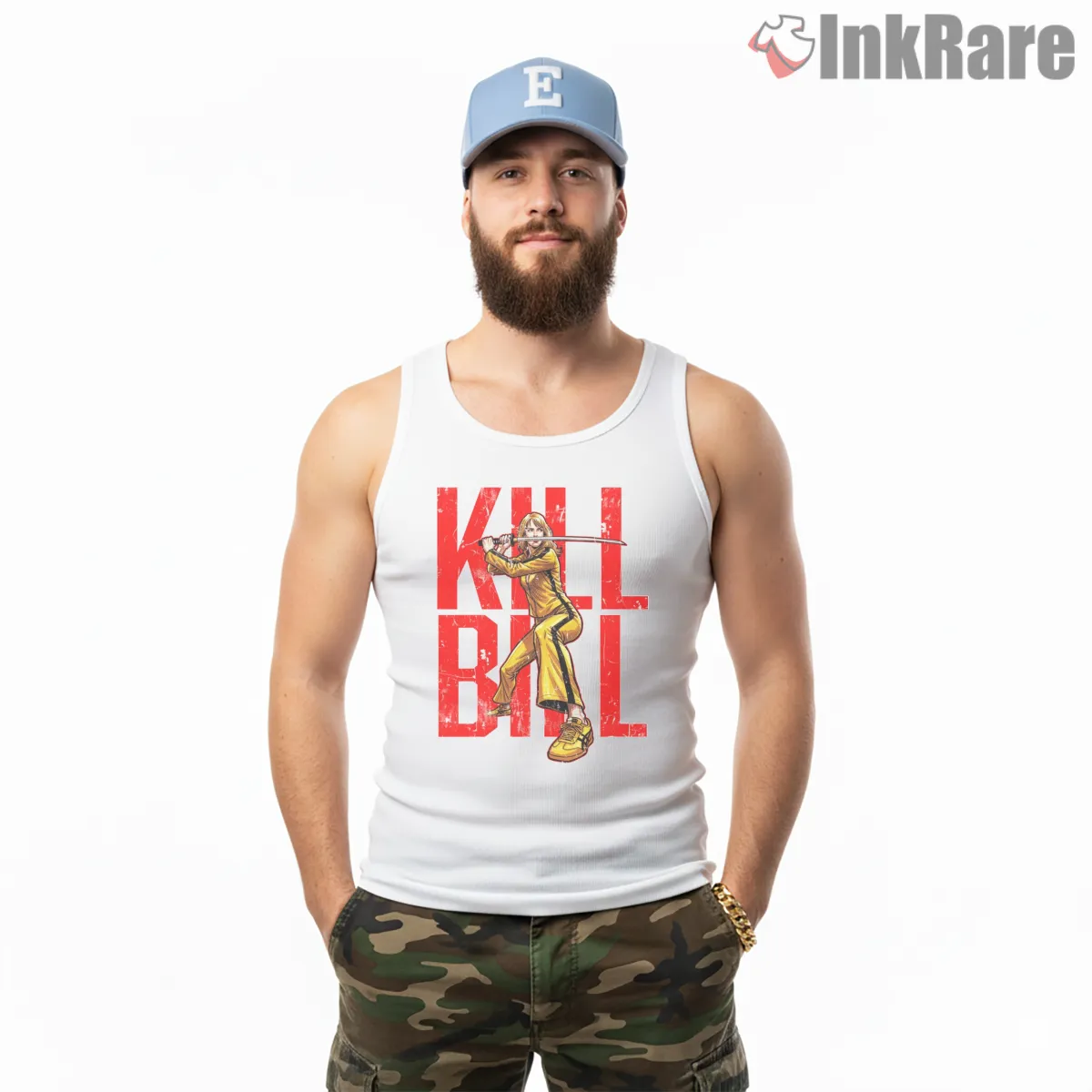 The Whole Bloody Affair Beatrix Kiddo Fan Art Tank Top White The Whole Bloody Affair Beatrix Kiddo Fan Art Shirt on white tank top for men graphic tee
