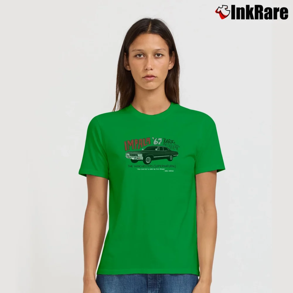 Women’s The Winchesters Supernatural Car T-Shirt in irish green | Soft, Flattering Fit