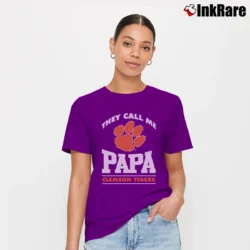 Women’s They Call Me Papa Clemson Tigers Signature T-Shirt in purple | Soft, Flattering Fit