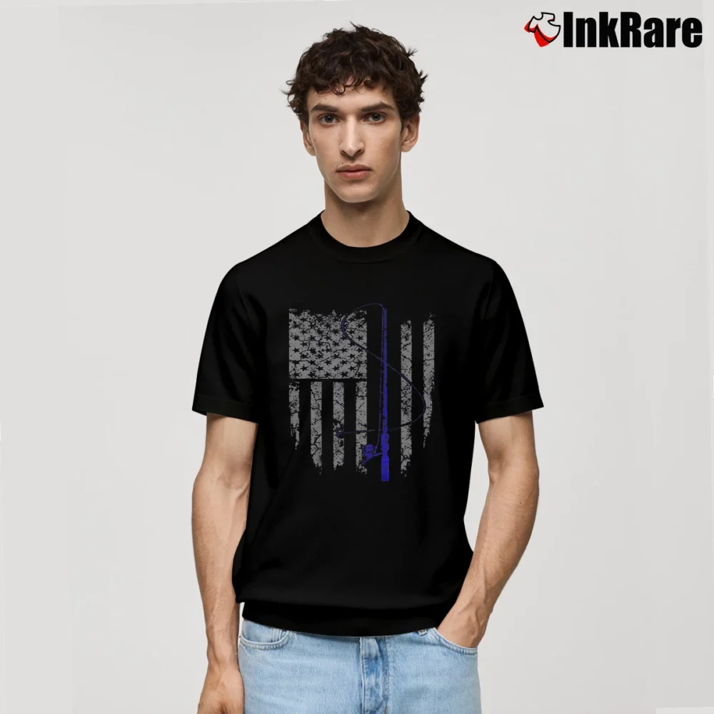 Men’s Thin Blue Line Fishing Flag Patriotic Classic T-Shirt in black | Soft, Breathable Everyday Wear
