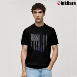 Men’s Thin Blue Line Fishing Flag Patriotic Classic T-Shirt in black | Soft, Breathable Everyday Wear