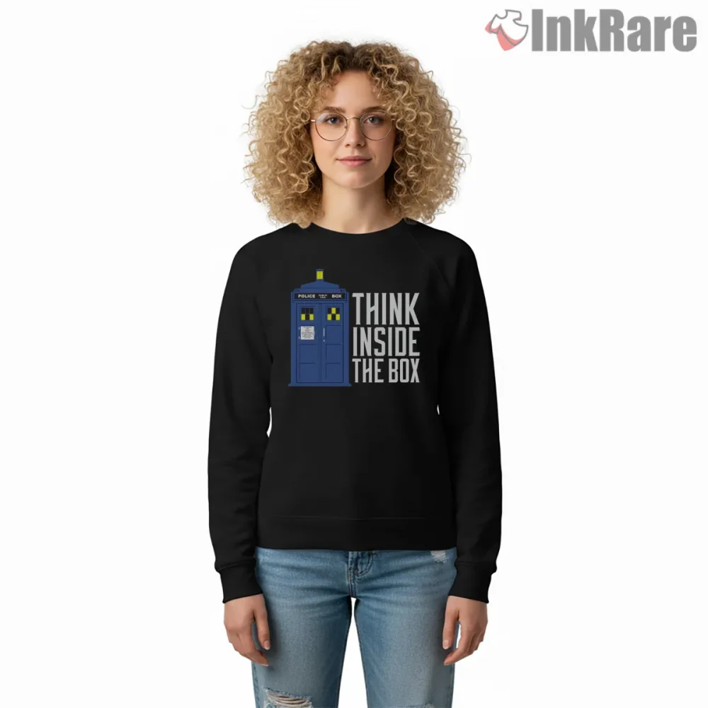 Think Inside The Box Tardis Clever Typography Shirt on graphic shirt for women graphic tee