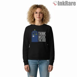 Think Inside The Box Tardis Clever Typography Shirt on graphic shirt for women graphic tee