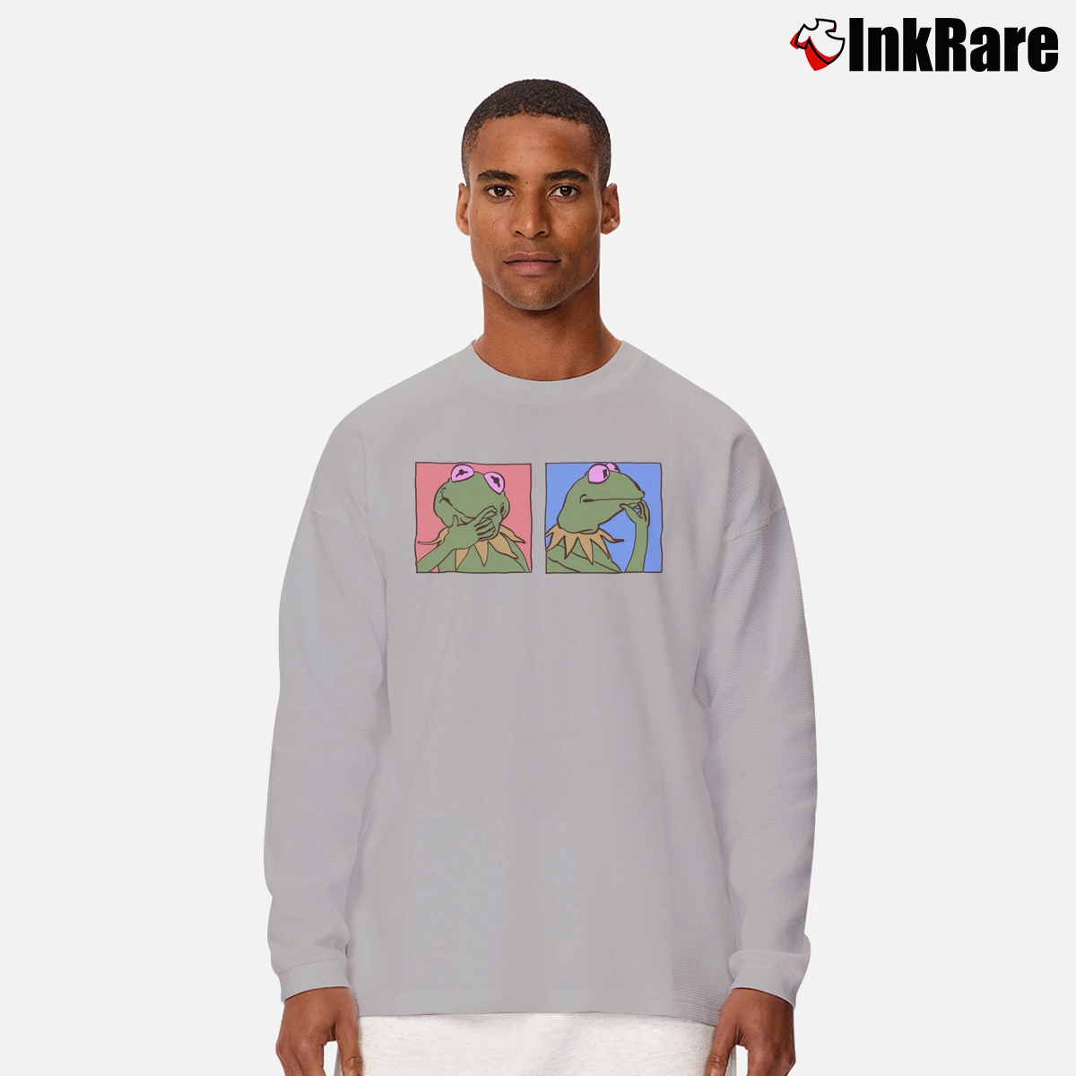 Thinking Kermit The Frog Men’s Long-Sleeve Tee in sport grey – Versatile Layering Men’s Thinking Kermit The Frog Long-Sleeve Shirt in sport grey | Sleek, Lightweight, Year-Round Wear