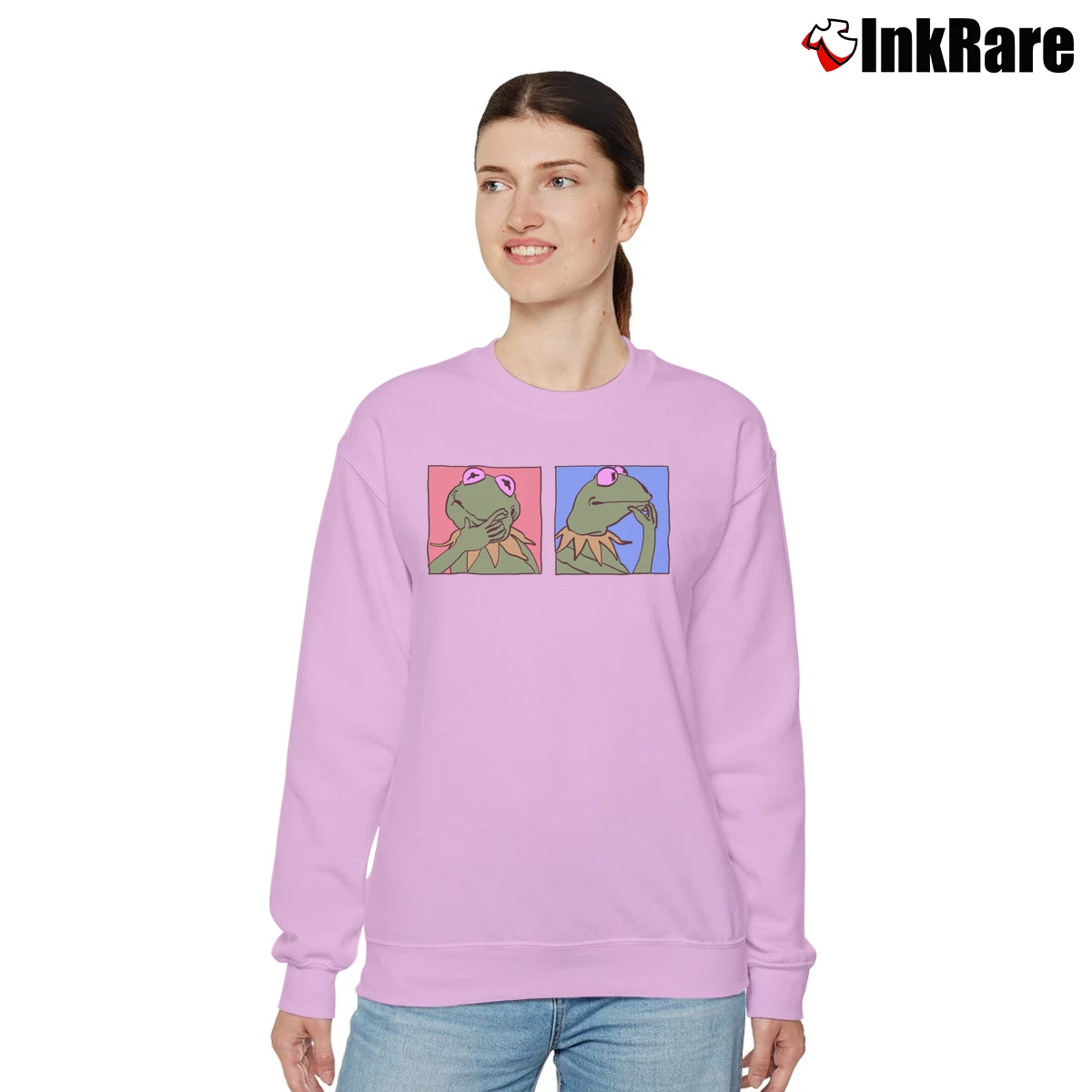 Thinking Kermit The Frog Women’s Relaxed Sweatshirt in light pink – Cozy Casual Women’s Thinking Kermit The Frog Relaxed Sweatshirt in light pink | Soft, Laid-Back Vibe