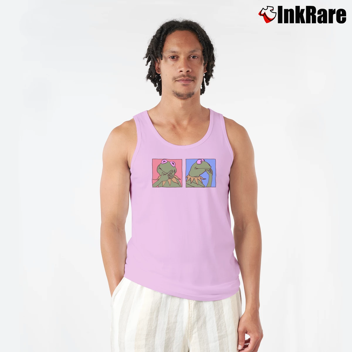 Thinking Kermit The Frog Men’s Performance Tank in light pink – Lightweight Comfort Men’s Thinking Kermit The Frog Tank Top in light pink | Breathable, Active-Friendly Design