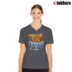 Women’s Thinknoodles Logo Gaming Graphic V-Neck Tee in charcoal | Chic Neckline, Soft Texture
