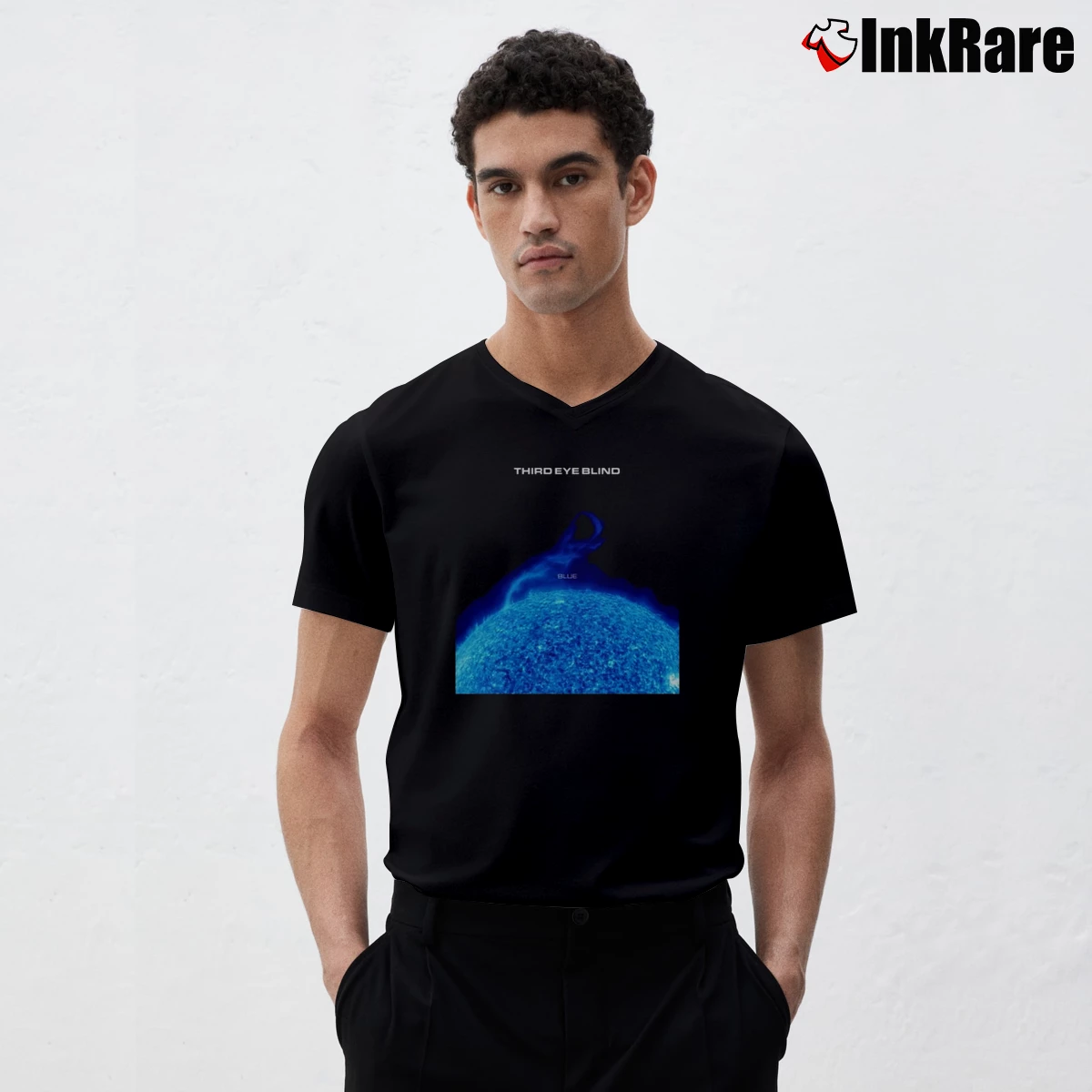Men’s Third Eye Blind Blue V-Neck Tee in black | Sharp, Breathable, Everyday Staple