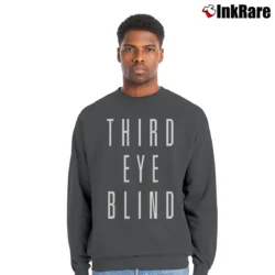 Men’s Third Eye Blind Stacked Word Logo Crewneck Sweatshirt in charcoal | Cozy Fabric, Clean Style