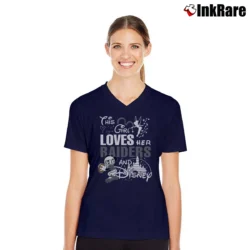 Women’s This Girl Loves Her Las Vegas Raiders Football V-Neck Tee in navy | Chic Neckline, Soft Texture