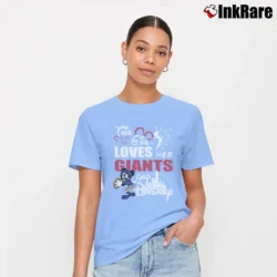 Women’s This Girl Loves Her New York Giants Football Signature T-Shirt in light blue | Soft, Flattering Fit